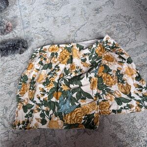 Abercrombie & Fitch Yellow and Green Floral Mini Skirt